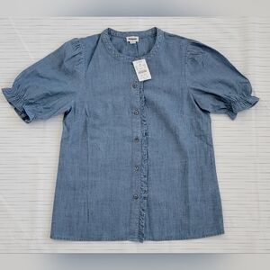 J.Crew puff-sleeve ruffle top